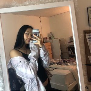 Pacsun pink and white flannel